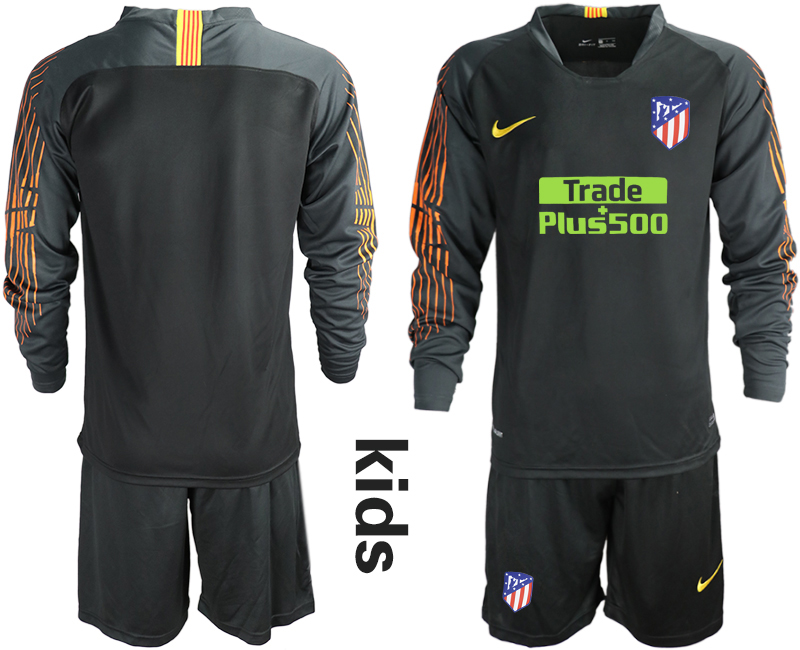 2018_2019 Club Atletico Madrid black long sleeve Youth goalkeeper soccer jerseys